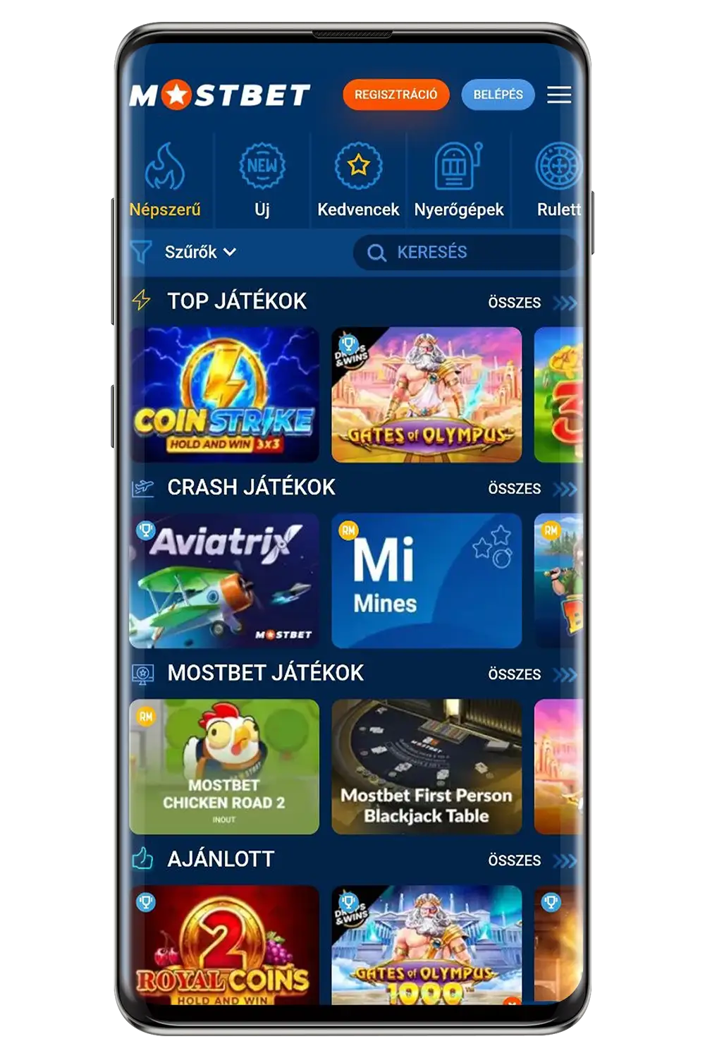 Mobil kaszinó képernyőképek